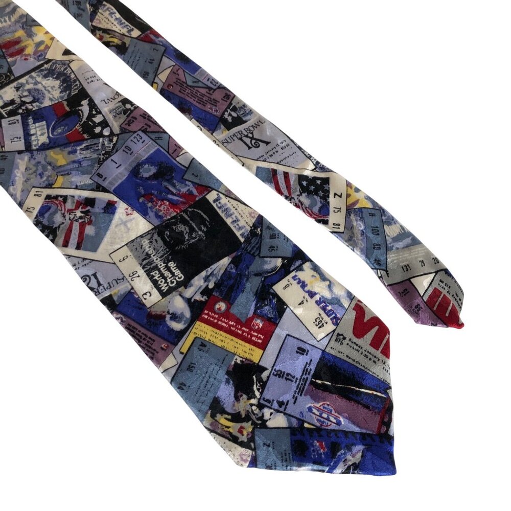 NFL Team Silk Tie Super Bowl Tickets Mens Necktie Office Football Vintage